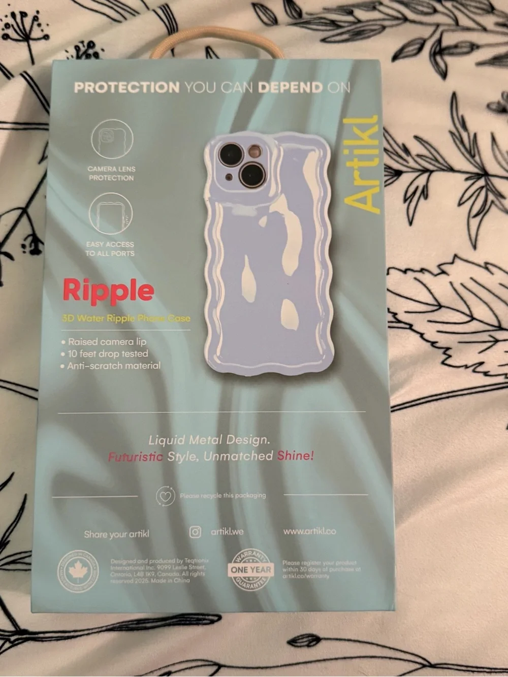 Ripple Water-Texture Phone Case for iPhone 15 — Light Blue